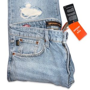 SuperDry Men’s Tailored Straight Jean in Beak Beat Up Blue